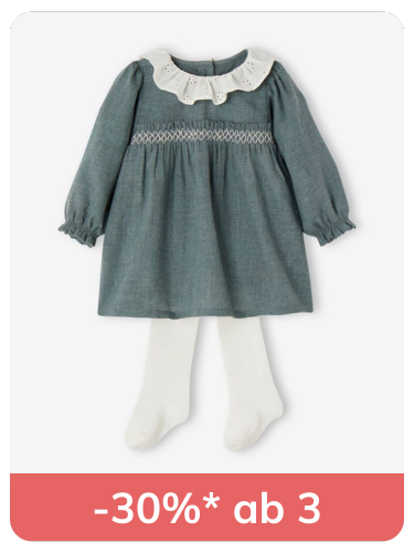 Baby-Set: Kleid mit Kragen & Strumpfhose - grün